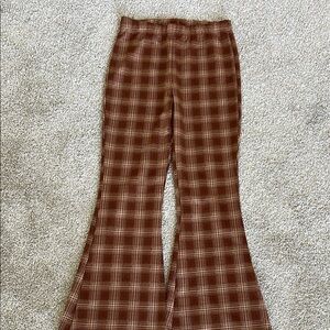 Wild Fable Brown Plaid Flared Pants